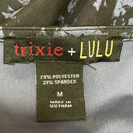 Trixie + Lulu Blue Printed Short Sleeve Round Neck Fit & Flare Mini Dress Size M