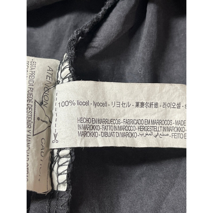 Zara Women's Black V-neck Short Sleeve Button Dow Mini A-Line Shirt Dress Size M