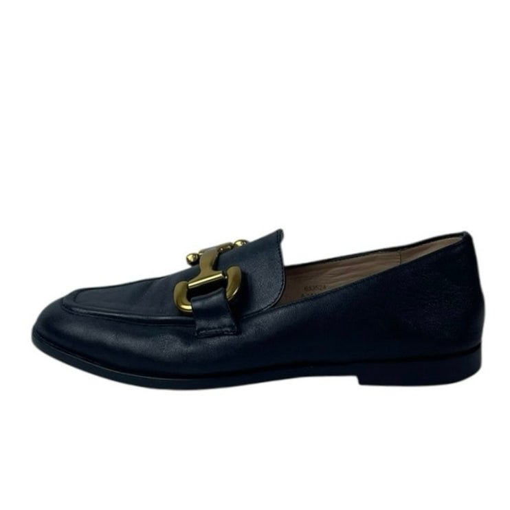 Boden Iris Snaffle Black Leather Gold Accent Slip On Flats Loafers Shoes 37 US 6