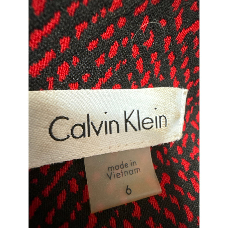 Calvin Klein Red Black Tweed Sleeveless Back Zipper Mini Pencil Sheath Dress 6