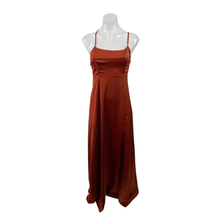 Showpo Women's Orange Sleeveless Cross Back Slit Maxi Flared A-Line Tank Dress 0