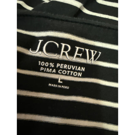 J.Crew Women's Black Striped Knit Boat Neck Long Sleeve Pullover Sweater Top L