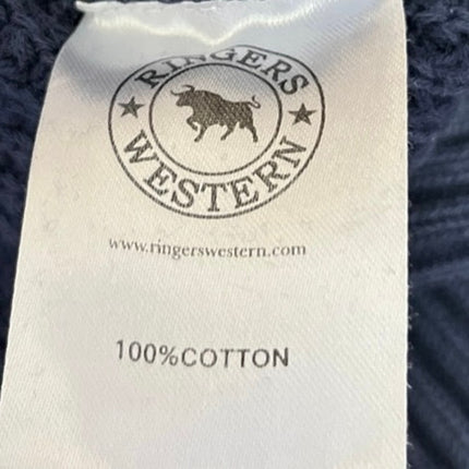 Ringers Western Men's Blue Plaid Lined Cozy Knit Pullover Sweater Top Size 8