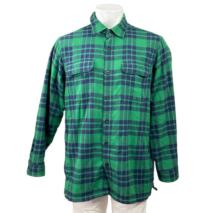 L.L. Bean Traditional Fit Men's Green Plaid Checkered Button Down Shirt Top Sz M