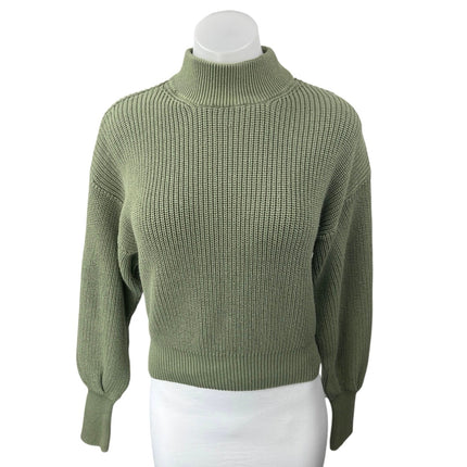 NA-KD Green Chunky Knit Balloon Long Sleeve High Neck Pullover Sweater Top Sz S
