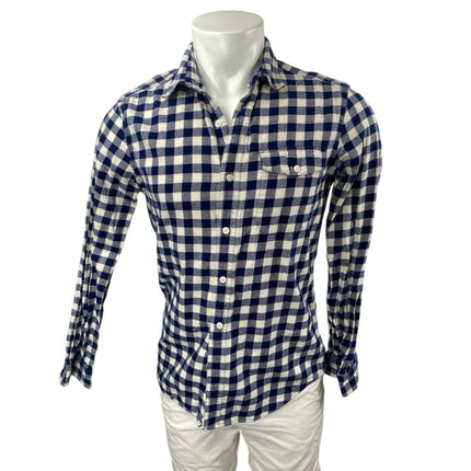 Gap Men's Blue White Gingham Check Long Sleeve Button Down Shirt Top Size S