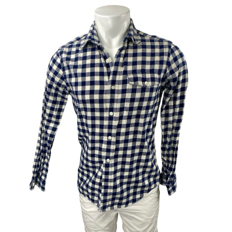 Gap Men's Blue White Gingham Check Long Sleeve Button Down Shirt Top Size S