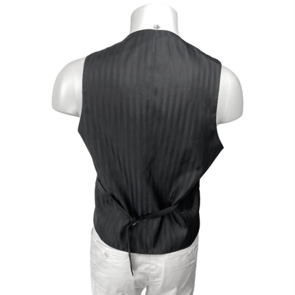 Rossini Men's Black Pinstriped V-Neck Button Down Vest Tuxedo Coat Jacket Size S