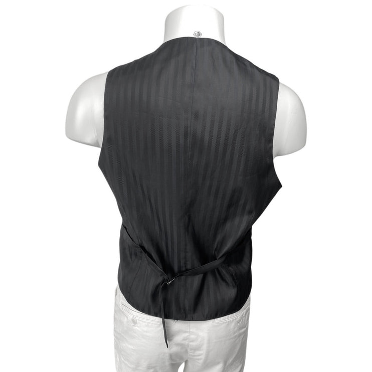 Rossini Men's Black Pinstriped V-Neck Button Down Vest Tuxedo Coat Jacket Size S