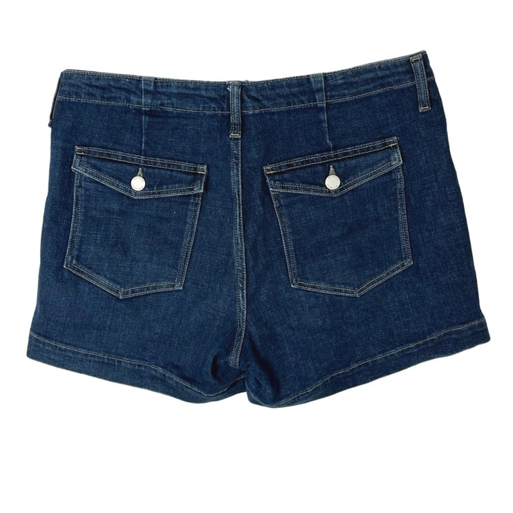 Banana Republic Women's Blue Solid High Rise Straight Flat Front Denim Shorts 30