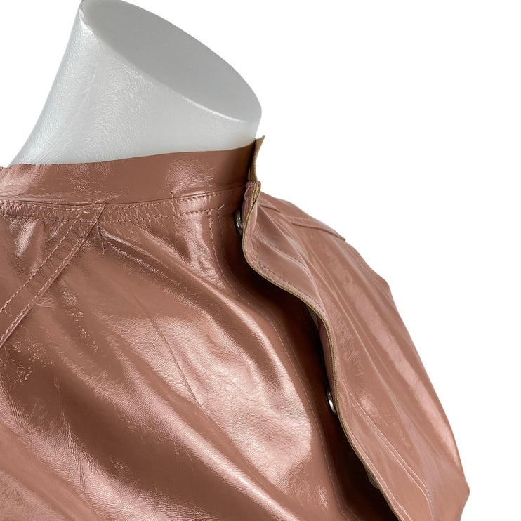 Louise James Women's Pink Faux Vegan Leather Sleeveless Snap Tank Vest Top Sz S