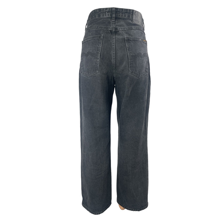 Nudie Women's Black High Rise Barrel Baggy Wide Leg Denim Jeans Pants Sz W31 L30