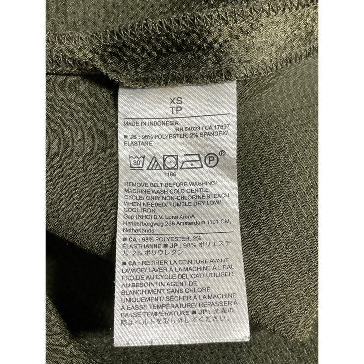 Banana Republic Women's Green Drop Short Sleeve Tie Waist Midi Shirt Dress XS