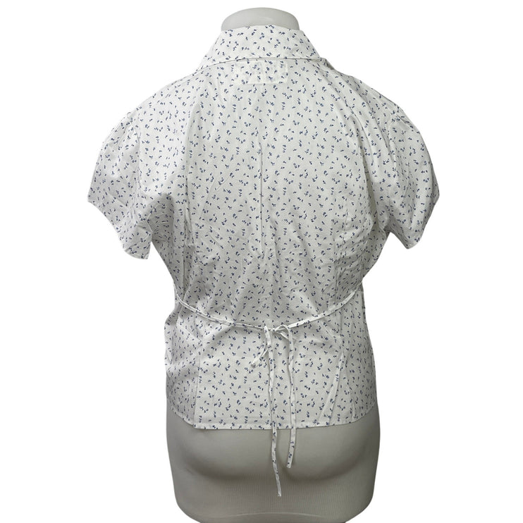 Hollister Womens White Short Sleeves Floral Button Down Shirt Blouse Top Sz XXL