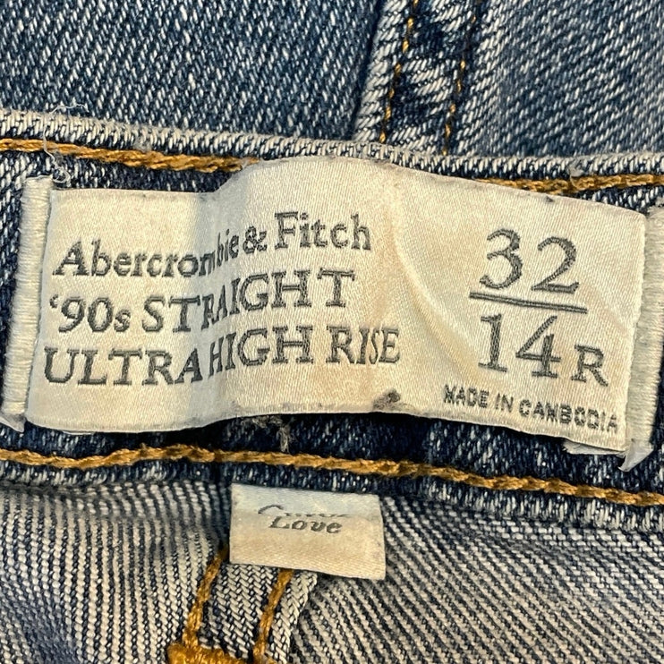 Abercrombie & Fitch 90s Straight Distressed Ultra High Rise Denim Jeans Pants 32