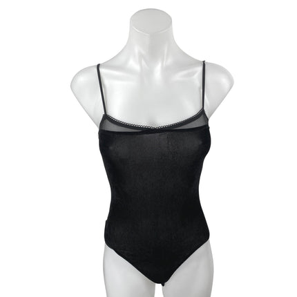 Zara Womens Black Sleeveless Mesh Lace Cami Camisole Tank Bodysuit Top Size S