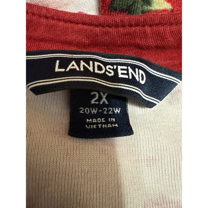 Lands' End Multicolor Floral Half Sleeve Boat Neck T Shirt Tee Top Size 2XL