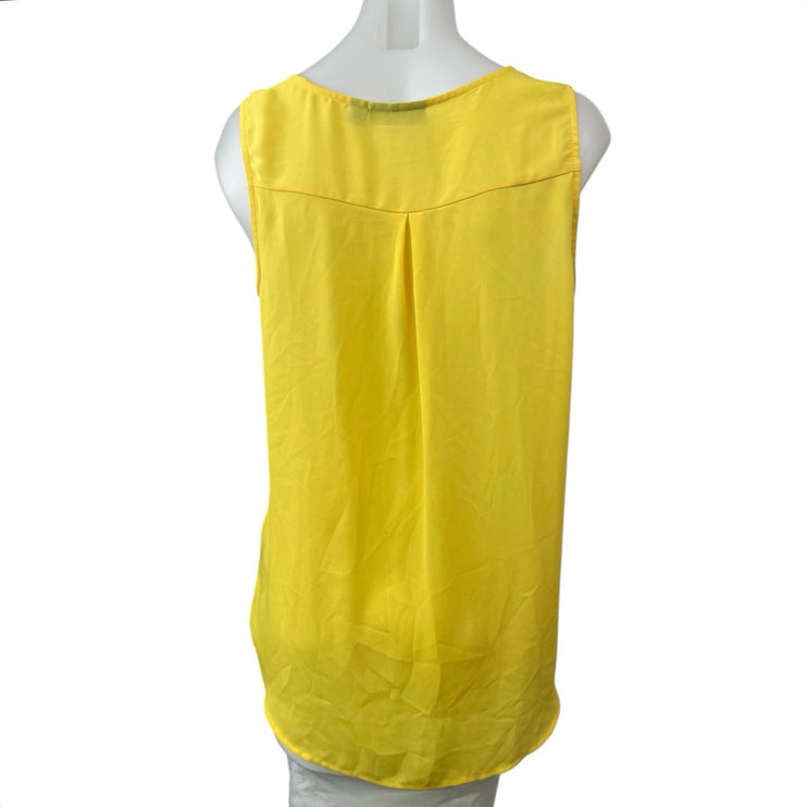 Apt. 9 Women's Yellow Sleeveless V-Neck Button Front Tank Shirt Blouse Top Sz M