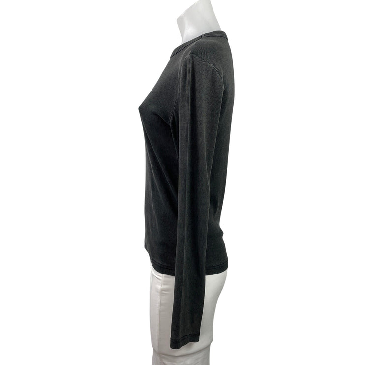 Zara Womens Black Ribbed Knit Crewneck Long Sleeve Pullover Sweater Top Size L