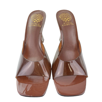 Vince Camuto Rendivi Womens Brown Square Toe Slip On Heeled Sandals Size 8.5