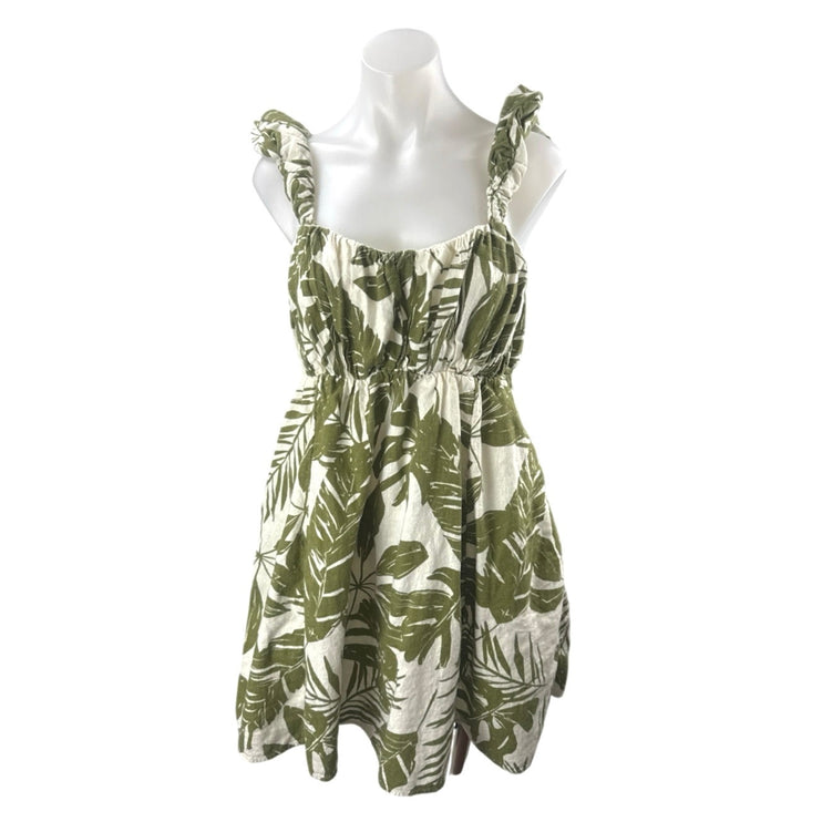 Abercrombie & Fitch Tropical Strappy Mini Tank Babydoll Flare A-Line Dress Sz L