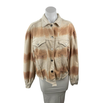 Anthropologie POL Tie Dye Collared Long Sleeve Button Crop Shacket Coat Jacket L