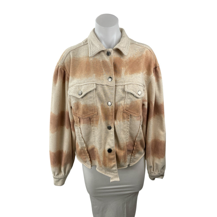 Anthropologie POL Tie Dye Collared Long Sleeve Button Crop Shacket Coat Jacket L