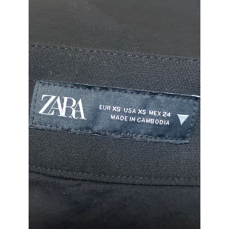 Zara Black Pleated High Rise Loose Straight Wide Leg Trousers Dress Pants Sz XS