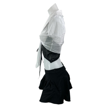 NEW Trickz N' Treatz White Black Short Sleeves Crop Top & Mini Skirt Sets Size S
