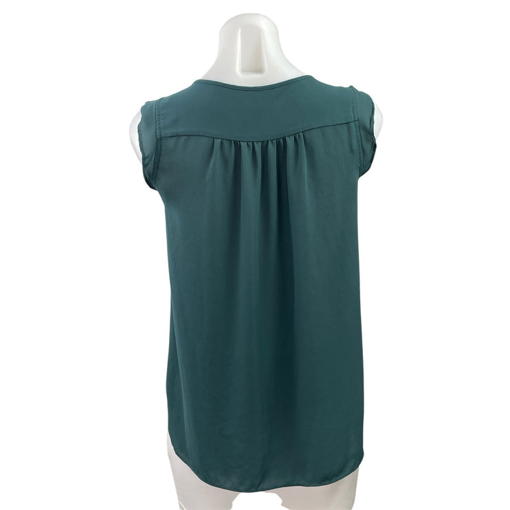 Ann Taylor LOFT Women's Teal Sleeveless Henley Tank Button Blouse Top Size XS