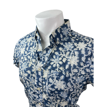 Abercrombie & Fitch Muscle Men's Blue Floral Short Sleeve Button Down Shirt S
