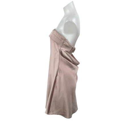 Princess Polly Phillipa Pink Silky Satin Strapless Bandeau A-line Mini Dress 8