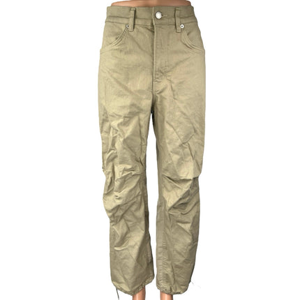 Oak + Fort Double Faced Beige High Rise Wide Leg Drawcord Baggy Trousers Pants 4
