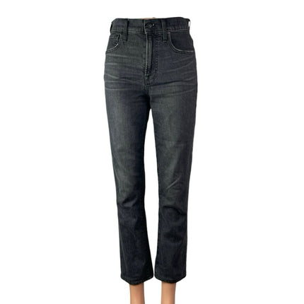 Madewell Women's Black High Waisted Faded Straight Leg Denim Jeans Pants Sz 25T
