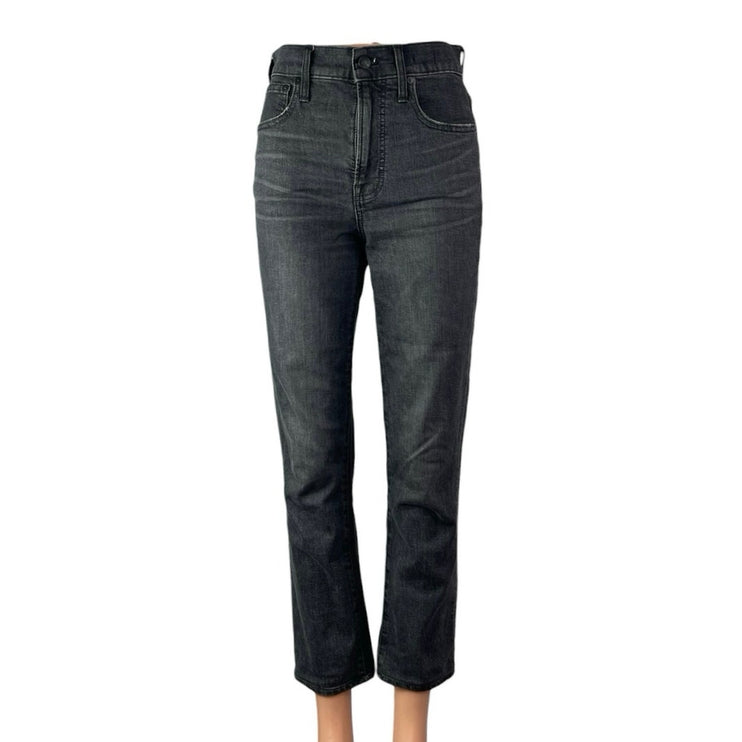 Madewell Women's Black High Waisted Faded Straight Leg Denim Jeans Pants Sz 25T