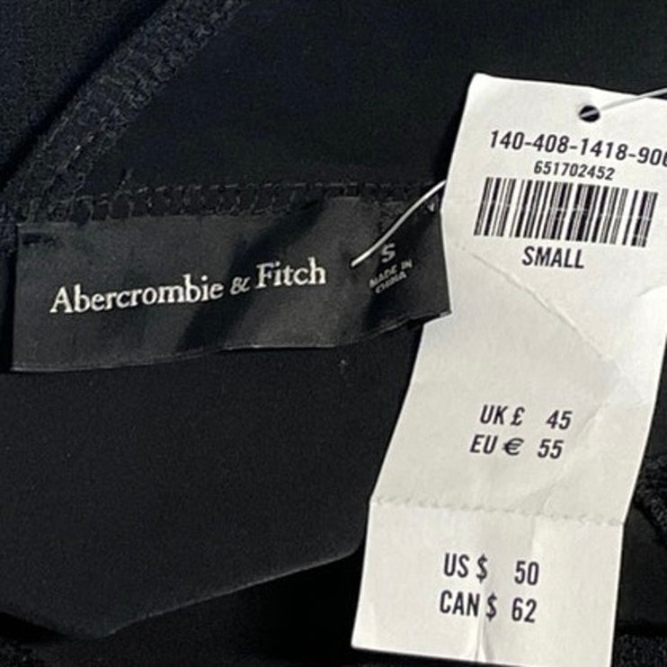 NEW Abercrombie & Fitch Women Black Sleeveless V Neck Cami Tank Crop Top Size S