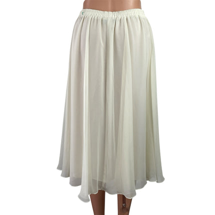 Vintage 90s Patra Women's White High Waisted Pleated A Line Midi Skirt Size 12