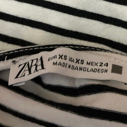 Zara Women's Black White Striped Sleeveless Cami Camisole Tank Crop Top Size XS