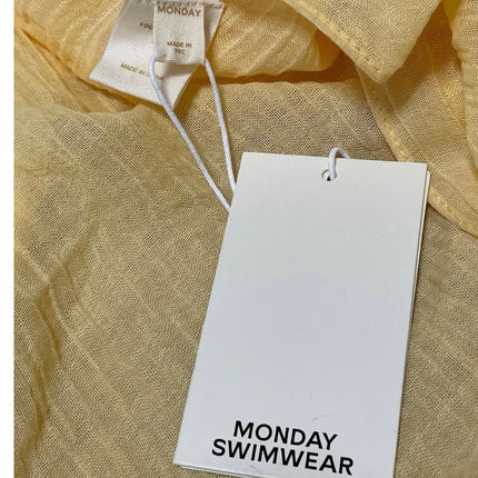 NEW Monday Swimwear Yellow St Tropez Fringe Linen Sarong Cover Up Skirt Size OS