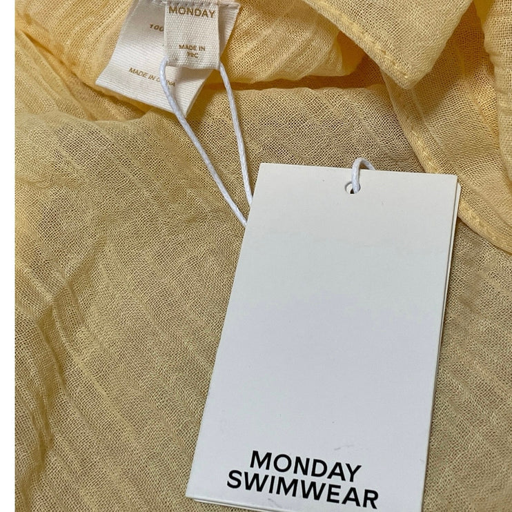 NEW Monday Swimwear Yellow St Tropez Fringe Linen Sarong Cover Up Skirt Size OS