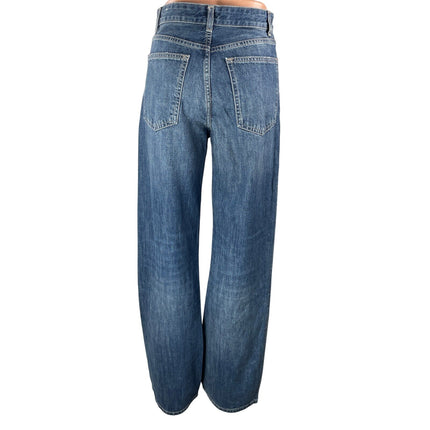 Zara Womens Blue High Rise Medium Wash Relaxed Wide Leg Denim Jeans Pants Size 4