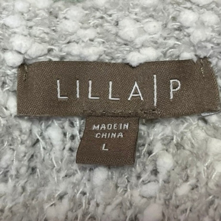 Lilla P Women's Gray Long Sleeve Scoop Neck Sherpa Pullover Sweater Top Size L