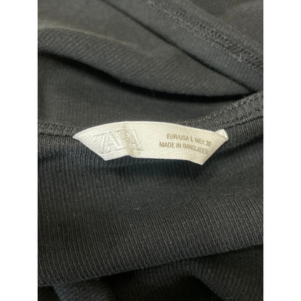 Zara Womens Black Knit Racerback Sleeveless Cropped Open Back Tank Top Size L