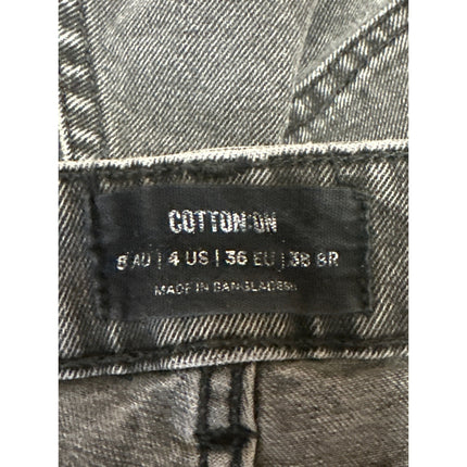 Cotton On Women's Black Frayed Raw Hem Stretch Straight Leg Denim Jeans Pants 4
