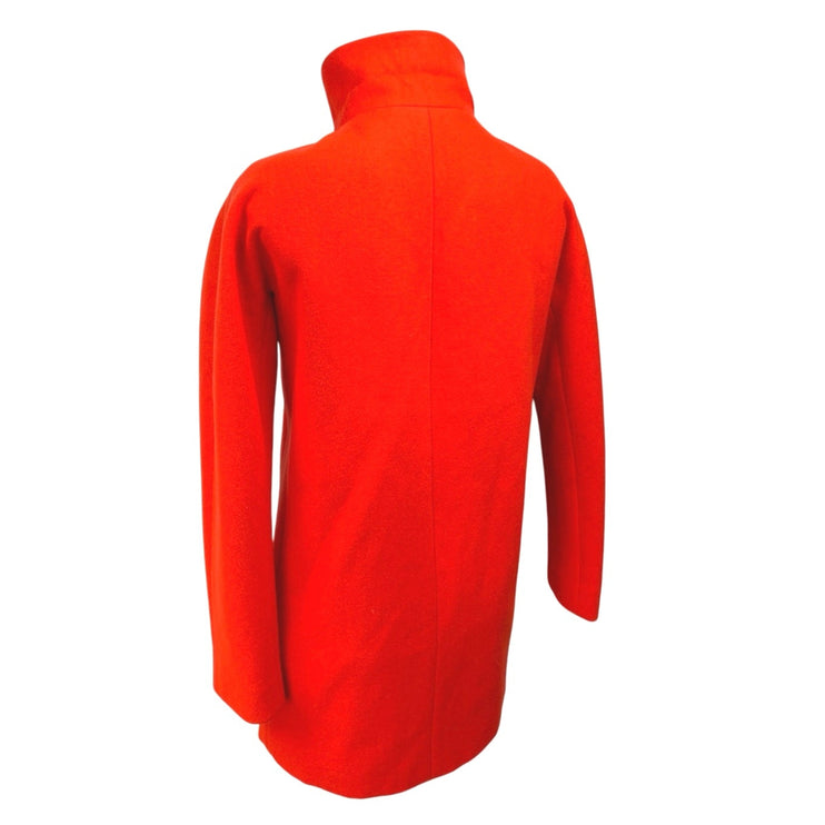 J.Crew Women's Orange Red Wool Long Sleeve Funnel Neck Pea Coat Jacket Size 0