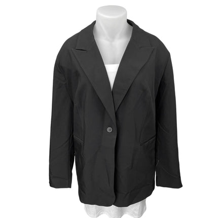 NEW ASOS Black Long Sleeve Peak Lapel Single Button Blazer Suit Coat Jacket 22