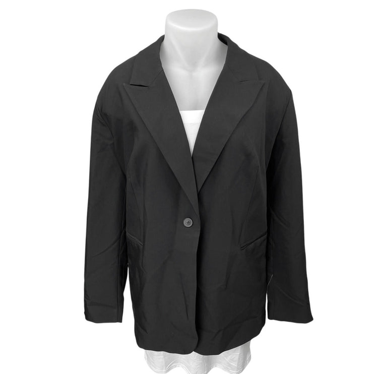 NEW ASOS Black Long Sleeve Peak Lapel Single Button Blazer Suit Coat Jacket 22