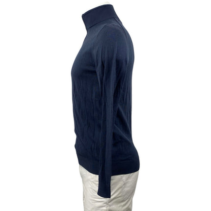 Reiss Men's Blue Wool Turtleneck Long Sleeve 1/4 Zip Sweatshirt Sweater Top S