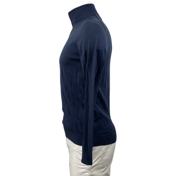 Reiss Men's Blue Wool Turtleneck Long Sleeve 1/4 Zip Sweatshirt Sweater Top S