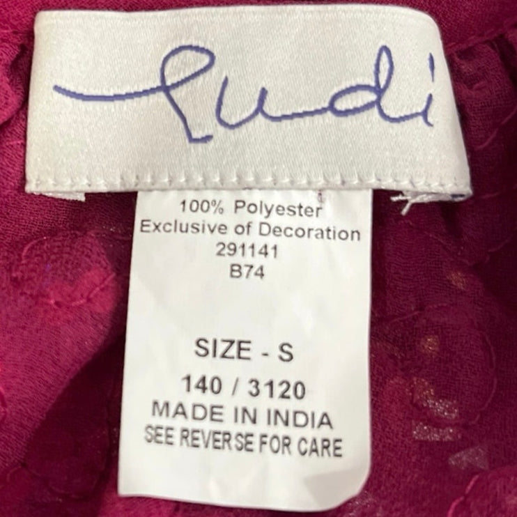 Rudi Women's Red Sequin Mesh Sleeveless Cutout Cami Tank Blouse Top Size S